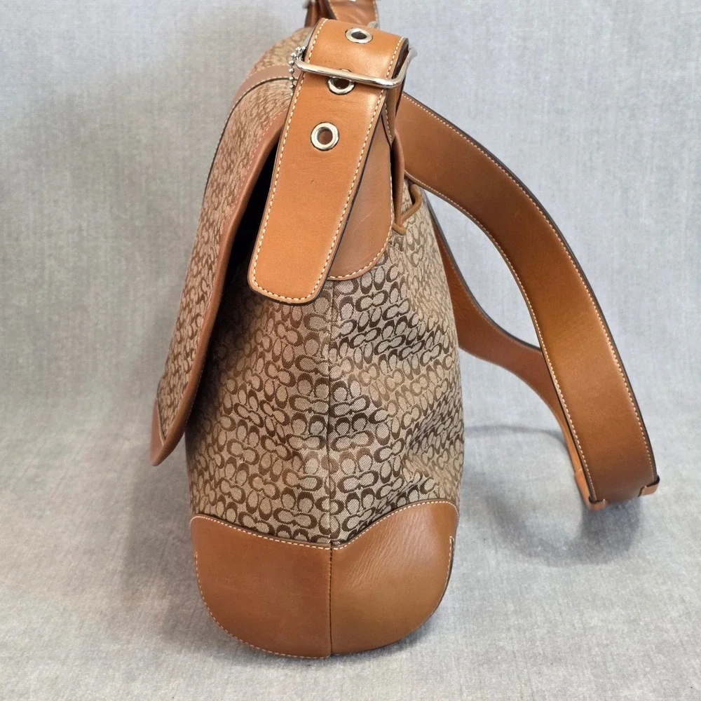 Coach Messenger Bag Womens Large Khaki Ginger Signature Jacquard 05706 Vintage